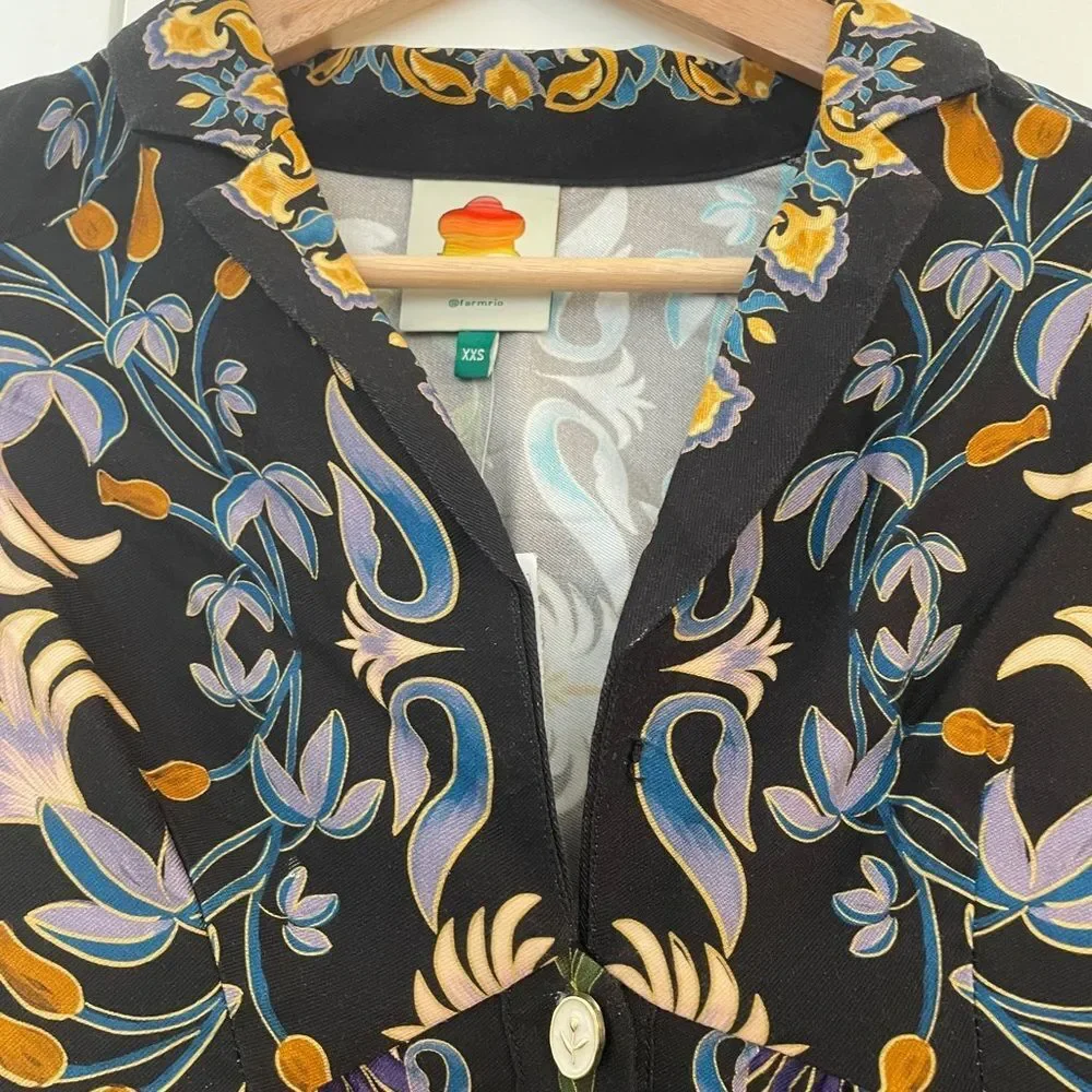 NWOT Farm Rio Winter Garden Mini Dress Winter Garden Cream Women XXS(MSRP$260) - Picture 10 of 14